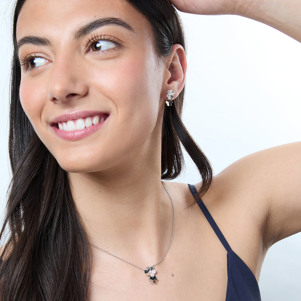 Sterling  Silver Double Flower Drop Earrings - JOOLS By Jenny Brown