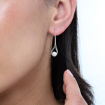 Load image into Gallery viewer, Sterling Silver Pearl Pull Though Earrings Set With A Freshwater Pearl Centre -JOOLS by Jenny Brown
