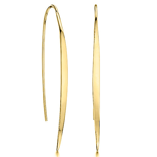 Yellow Gold Polished Pull Through Threader Earrings-JOOLS by Jenny Brown
