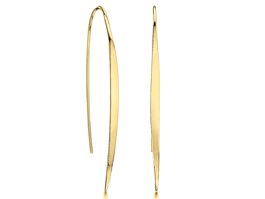 Yellow Gold Polished Pull Through Threader Earrings-JOOLS by Jenny Brown