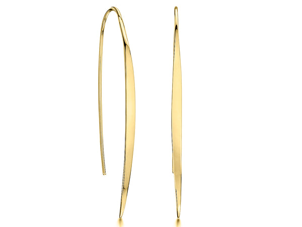 Yellow Gold Polished Pull Through Threader Earrings-JOOLS by Jenny Brown