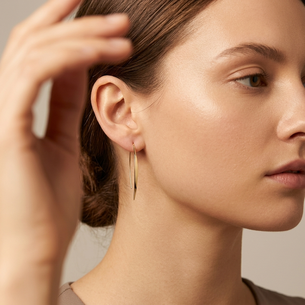 Gold Vermeil Polished Pull Through Threader Earrings