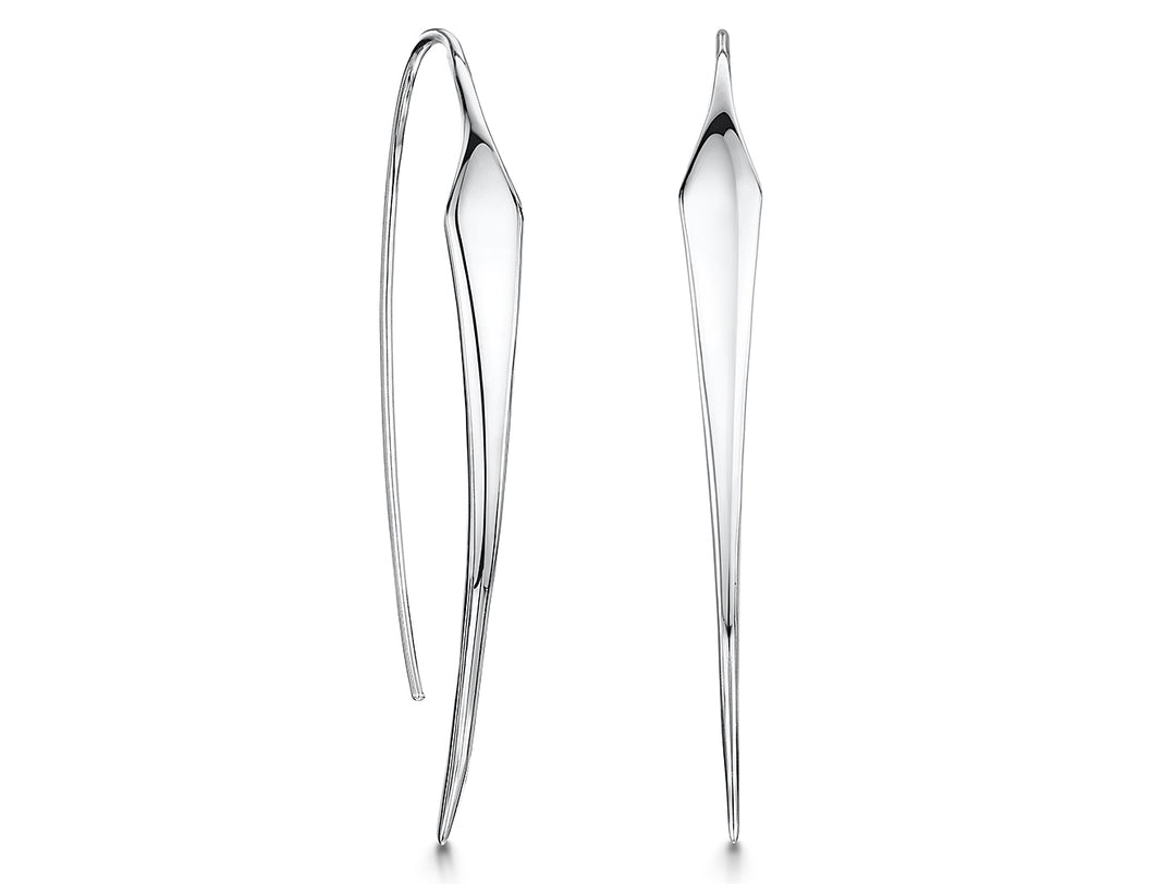 Sterling Silver Pull Through  Diamond Tip  Style Threader Earrings