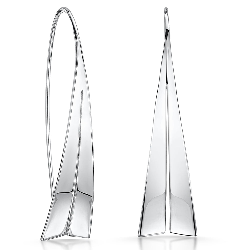 Sterling Silver Sail Shape Pull Through Earrings