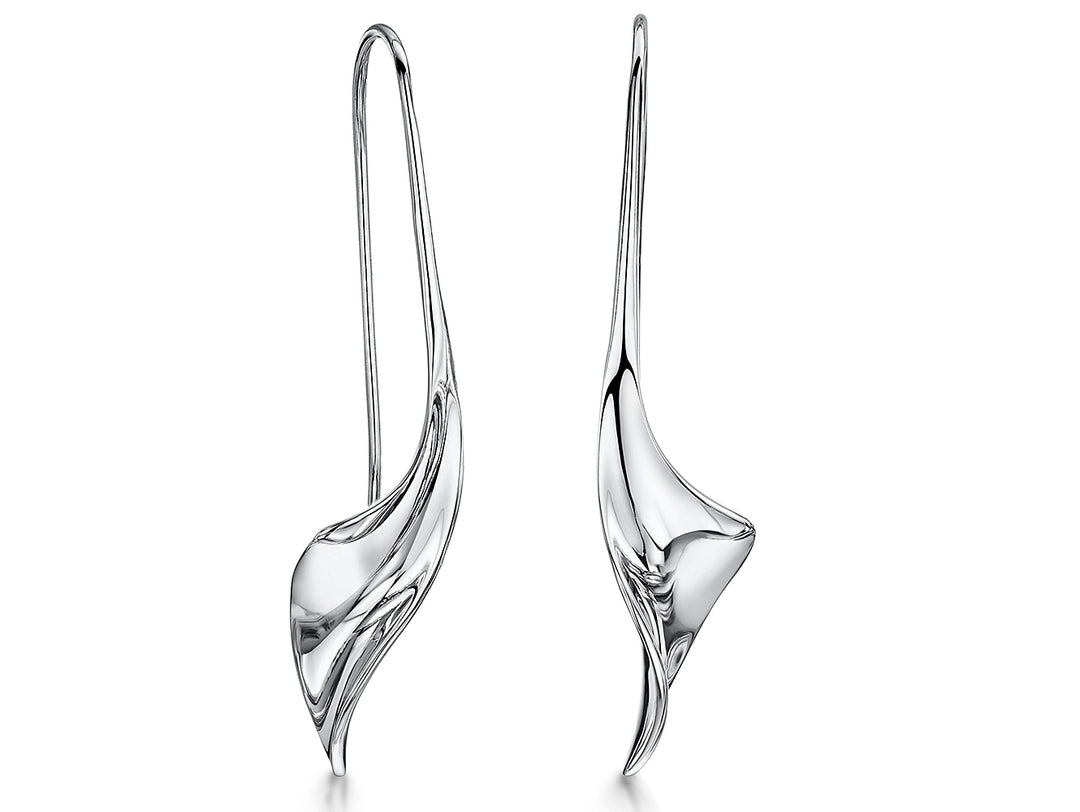 Sterling Silver Pull Through Twisted Wave Threader Earrings