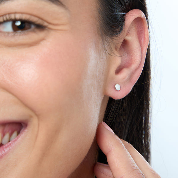 Sterling Silver Plain Round Stud Earrings-JOOLS by Jenny Brown