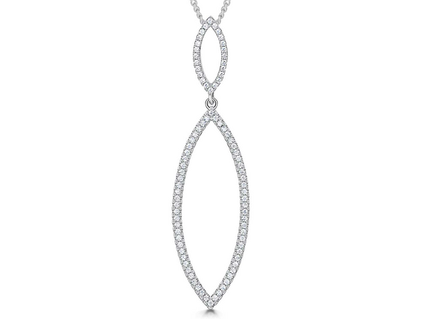 Sterling Silver Angular Oval Pendant- Set With Cubic Zirconias - JOOLS by Jenny Brown