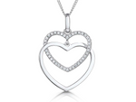 Load image into Gallery viewer, Sterling Silver Double Heart Pendant Each With A Polished And Cubic Zirconia Set Heartpendants - JOOLS By Jenny Brown
