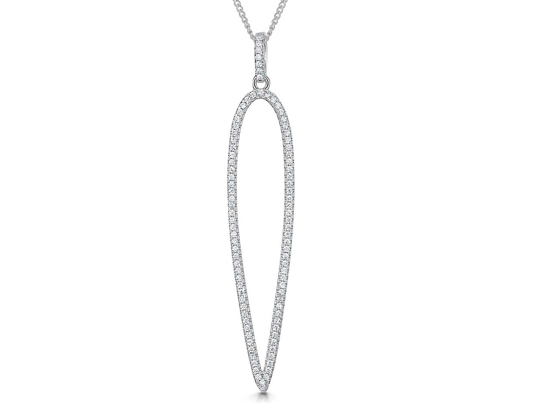 Sterling Silver Long Narrow Oval Pendant- JOOLS By Jenny Brown