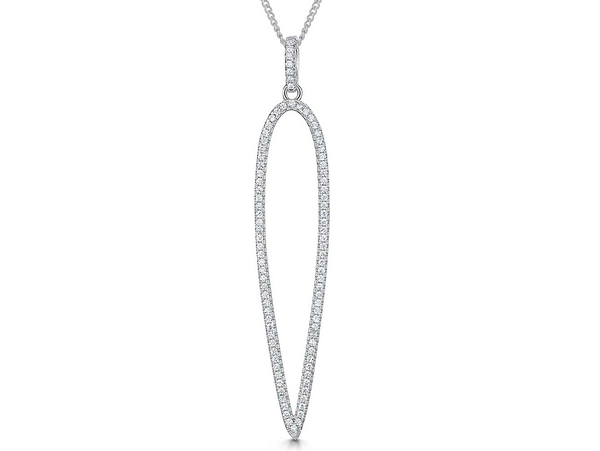 Sterling Silver Long Narrow Oval Pendant- JOOLS By Jenny Brown