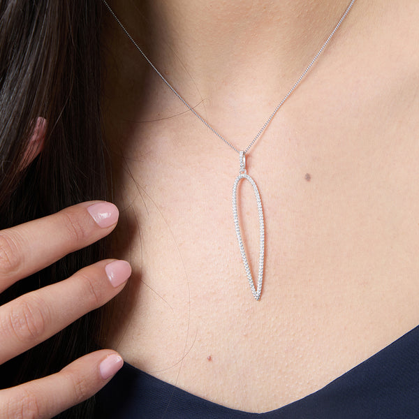 Sterling Silver Long Narrow Oval Pendant- JOOLS By Jenny Brown