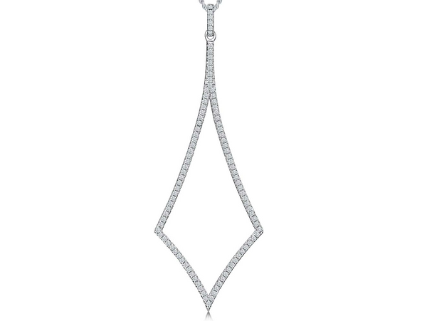 Sterling Silver Long Diamond Shaped Pendant - JOOLS By Jenny Brown
