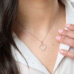 Load image into Gallery viewer, Sterling Silver Cubic Zirconia Open Heart Pendant-JOOLS by Jenny Brown
