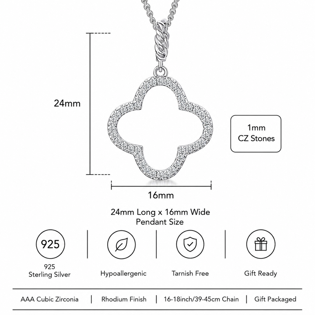 Sterling Silver Cubic Zirconia Clover Pendant