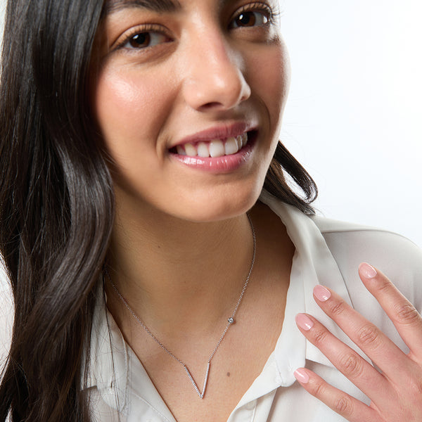 Sterling Silver Initial V Necklace-JOOLS by Jenny Brown