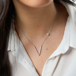 Load image into Gallery viewer, Sterling Silver Initial V Necklace-JOOLS by Jenny Brown
