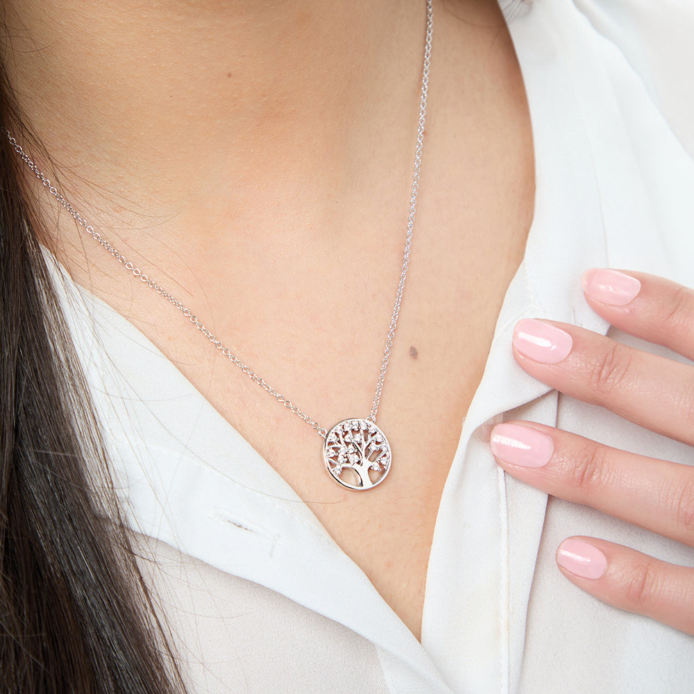 Sterling Silver Tree Of Life Fixed Chain Necklace- JOOLS By Jenny Brown