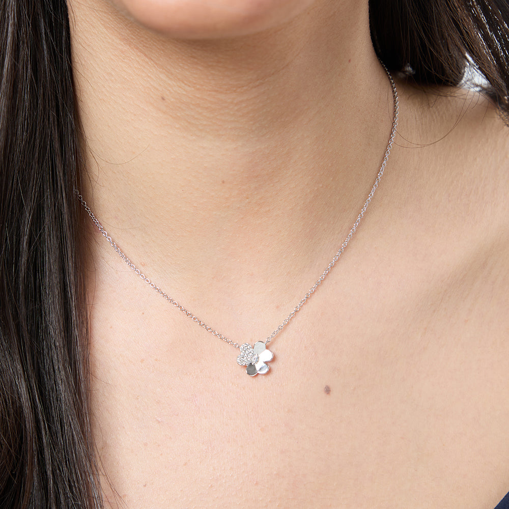 Sterling Silver Flower Pendant With Stone Set Petal-JOOLS by Jenny Brown