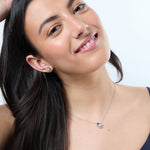 Load image into Gallery viewer, Sterling Silver Open Heart  Flower Pendant Set With A Cubic Zirconia Petal pendant - JOOLS By Jenny Brown
