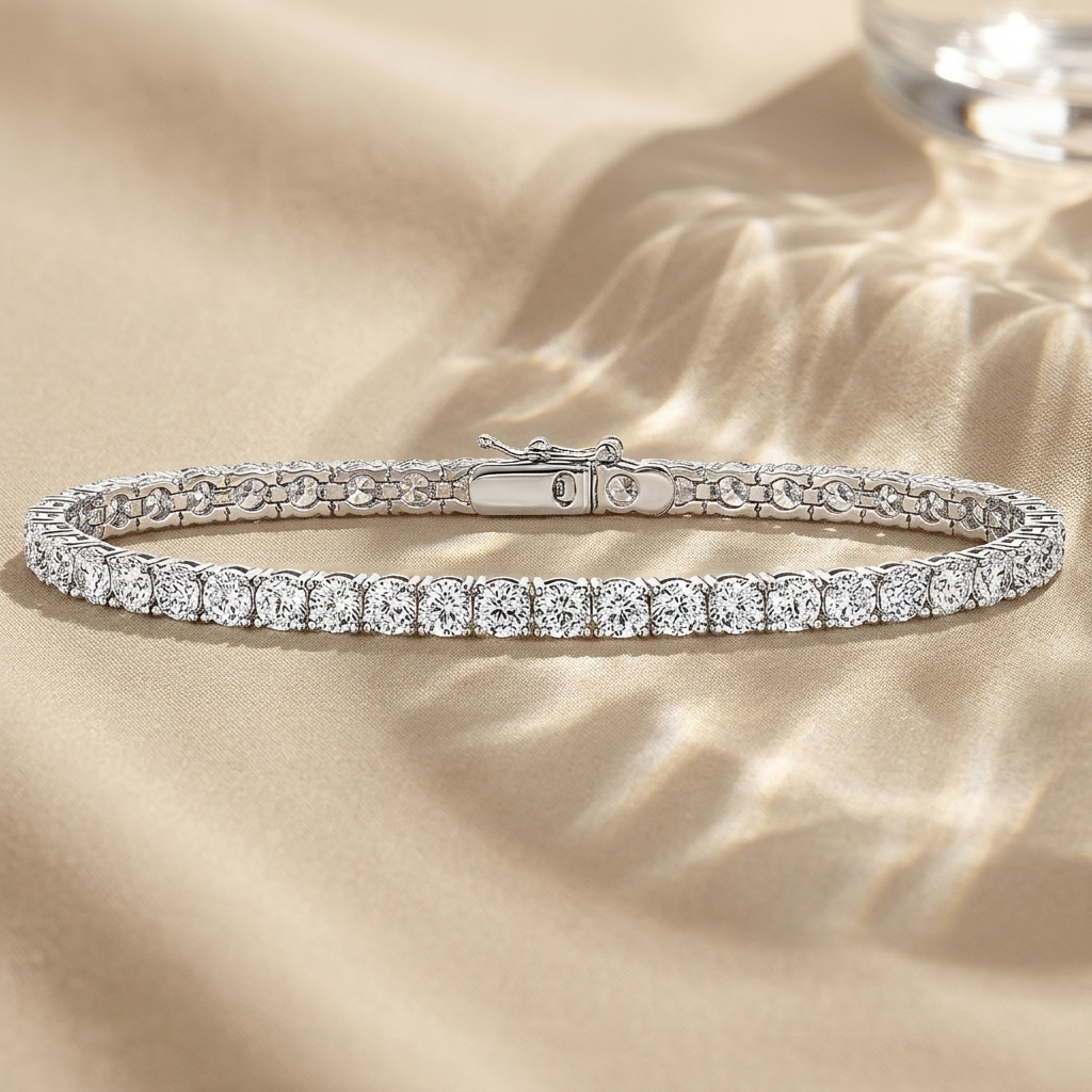 Sterling Silver Cubic Zirconia 11 Carat Line Bracelet