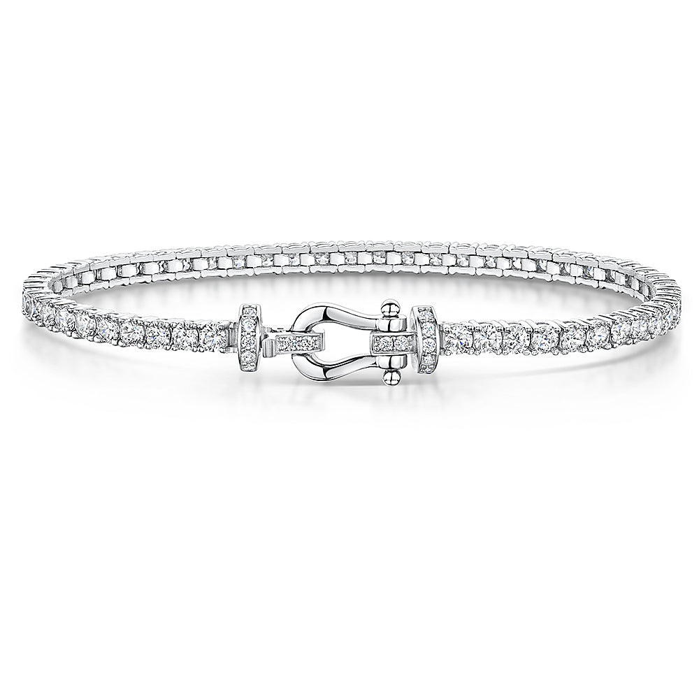 Sterling Silver 4mm Tennis Bracelet With Buckle Clasp-JOOLS by Jenny Brown