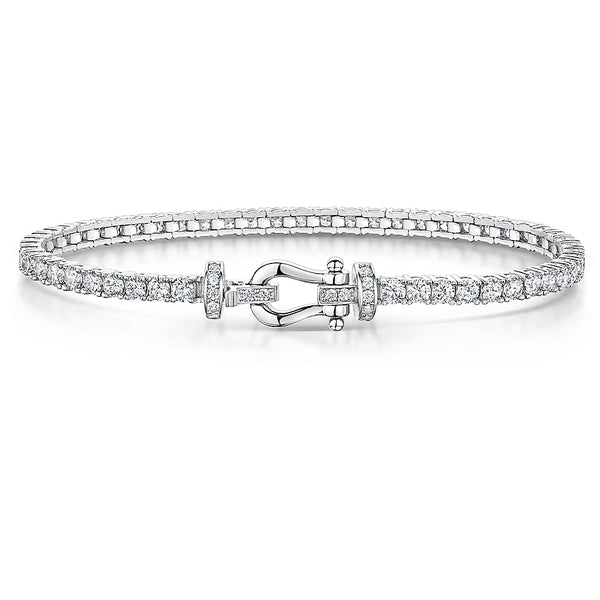 Sterling Silver 4mm Tennis Bracelet With Buckle Clasp-JOOLS by Jenny Brown