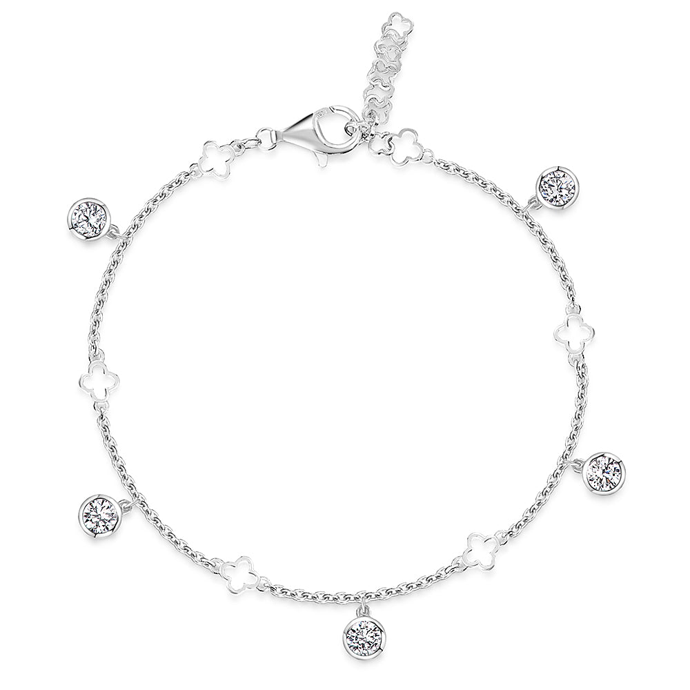 Sterling Silver Clover Charm Bracelet