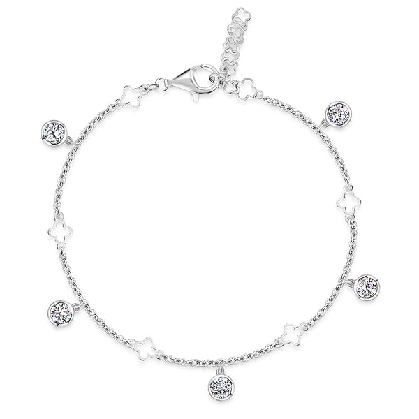 Sterling Silver Clover Charm Bracelet