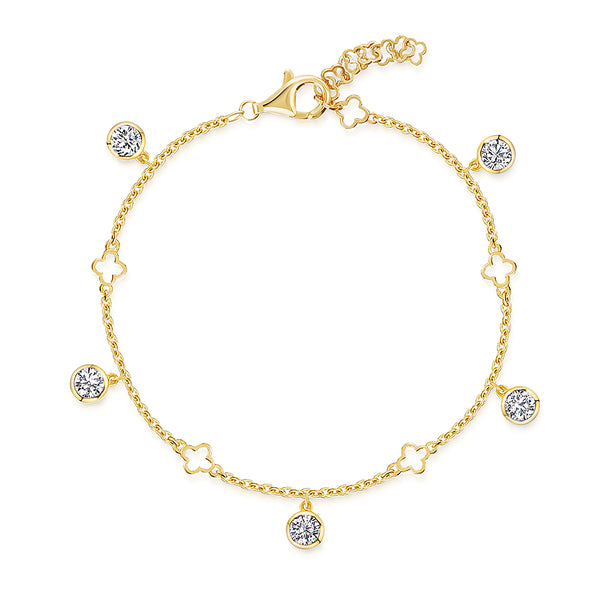 Yellow Gold Clover Charm Bracelet