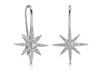 Load image into Gallery viewer, A pair of sterling silver north star small shepherds hook earrings with cubic zirconia stones-JOOLS by Jenny Brown
