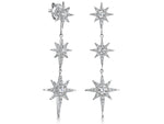 Load image into Gallery viewer, Sterling Silver Three Star  North Star Drop  Stud Earrings
