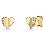 Load image into Gallery viewer, Yellow Gold Offset Heart Stud Earrings -JOOLS by Jenny Brown
