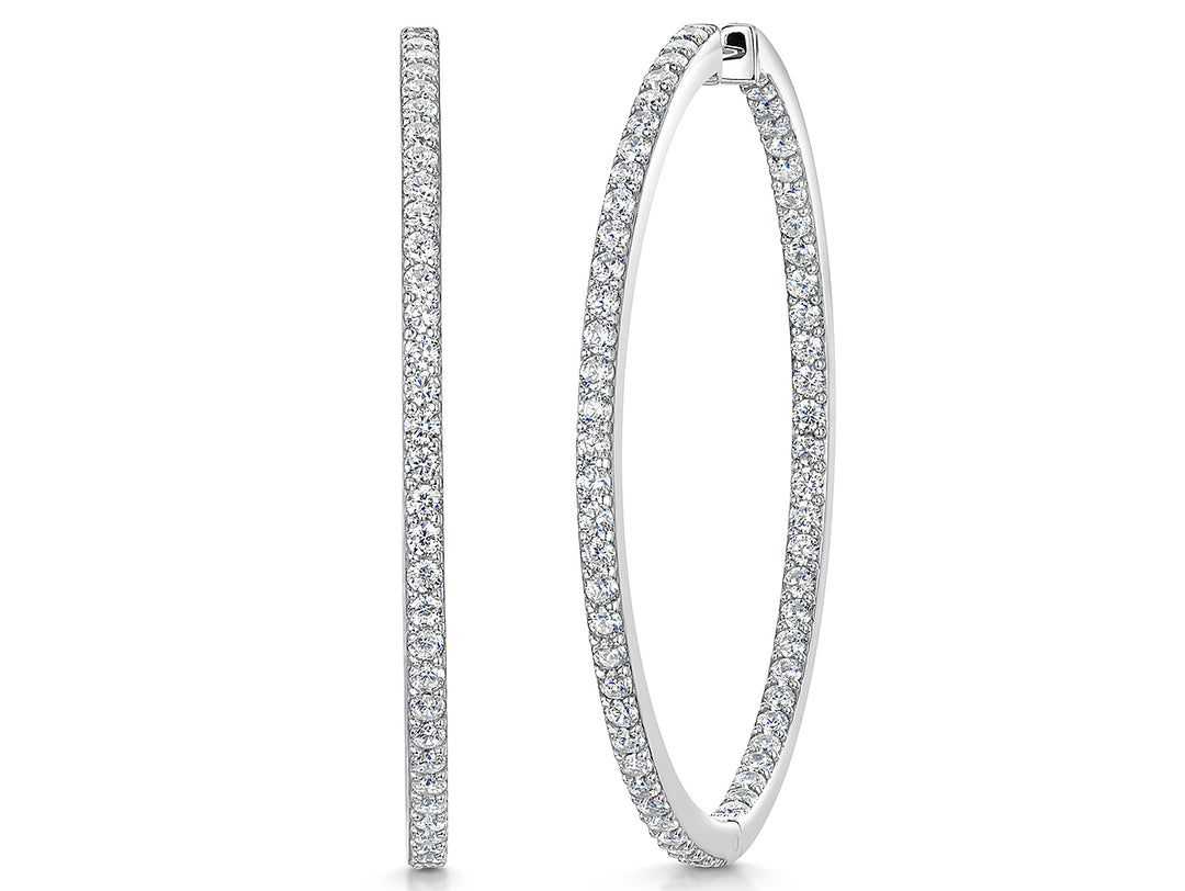 Sterling Silver Extra Large Hoop  Cubic Zirconia Earrings