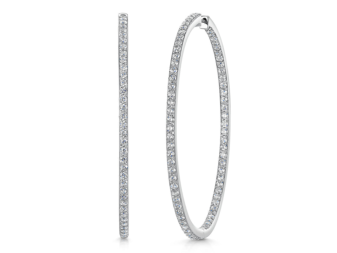 Sterling Silver Extra Large Hoop Cubic Zirconia Earrings