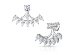 Load image into Gallery viewer, Sterling Silver Cubic Zirconia  Fan Shape Jacket Earrings

