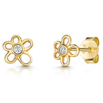 Load image into Gallery viewer, Small Yellow Gold Flower Outline Earrings
