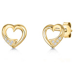 Load image into Gallery viewer, Yellow Gold Half Zirconia Set Heart Earrings

