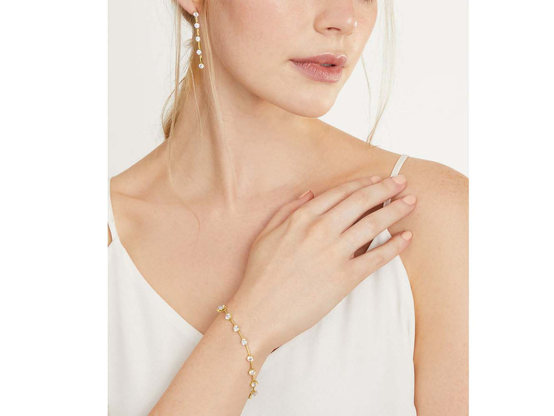 Yellow Gold Five Stone Drop Earrings