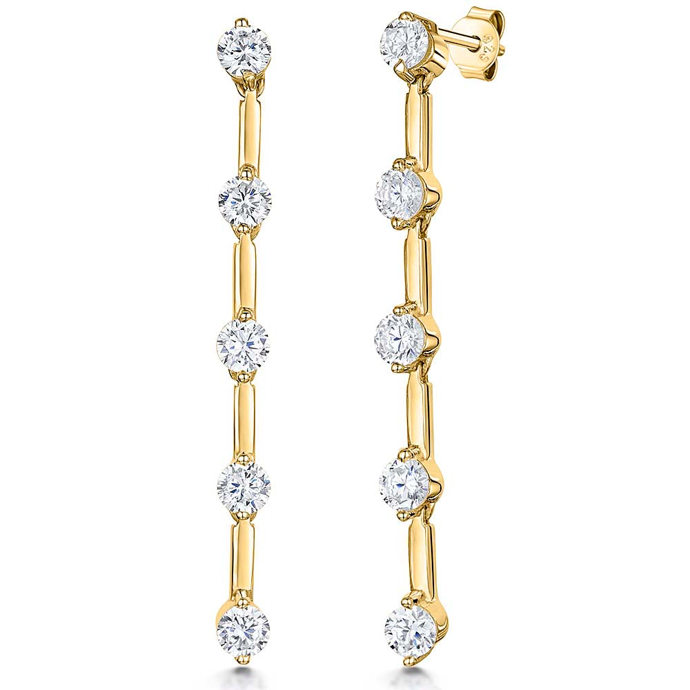Yellow Gold Five Stone Drop Earrings