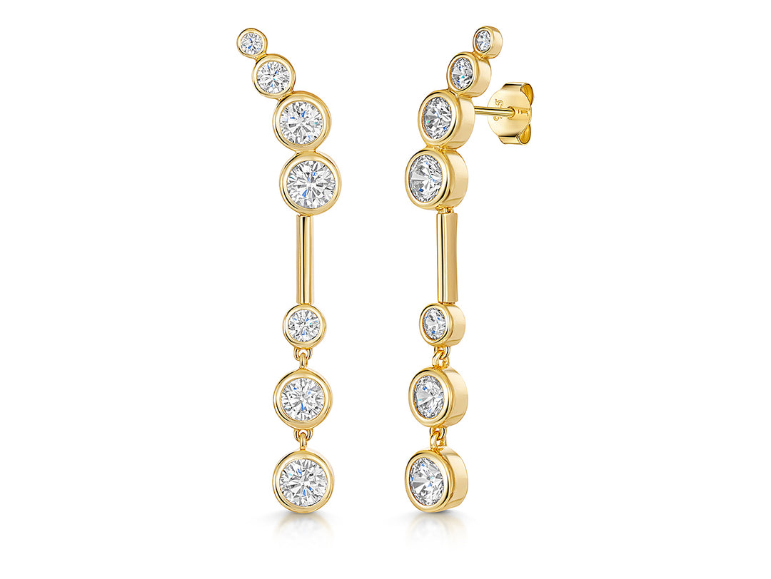 Yellow Gold 7 Stone  Bubble Earrings