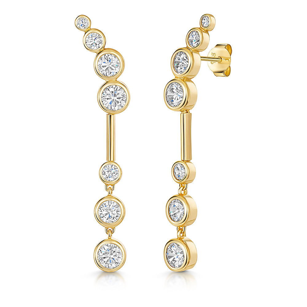 Yellow Gold 7 Stone Graduated  Bubble Earrings