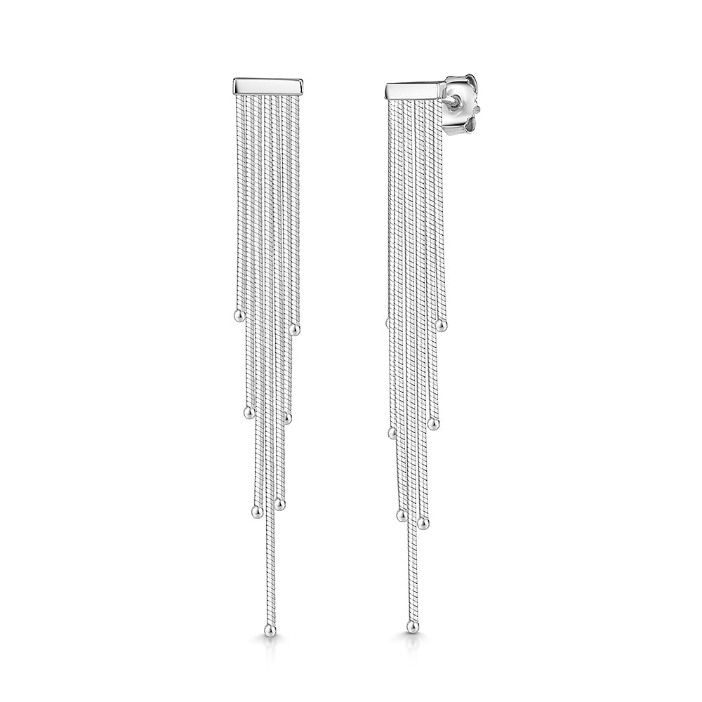 Sterling Silver Stranded Chain  Drop Earrings-JOOLS by Jenny Brown
