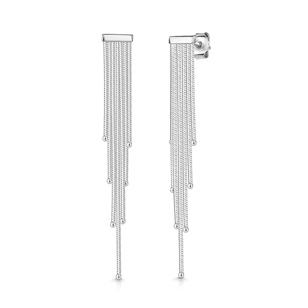 Sterling Silver Stranded Chain  Drop Earrings-JOOLS by Jenny Brown