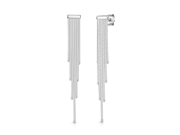 Sterling Silver Stranded Chain  Drop Earrings-JOOLS by Jenny Brown