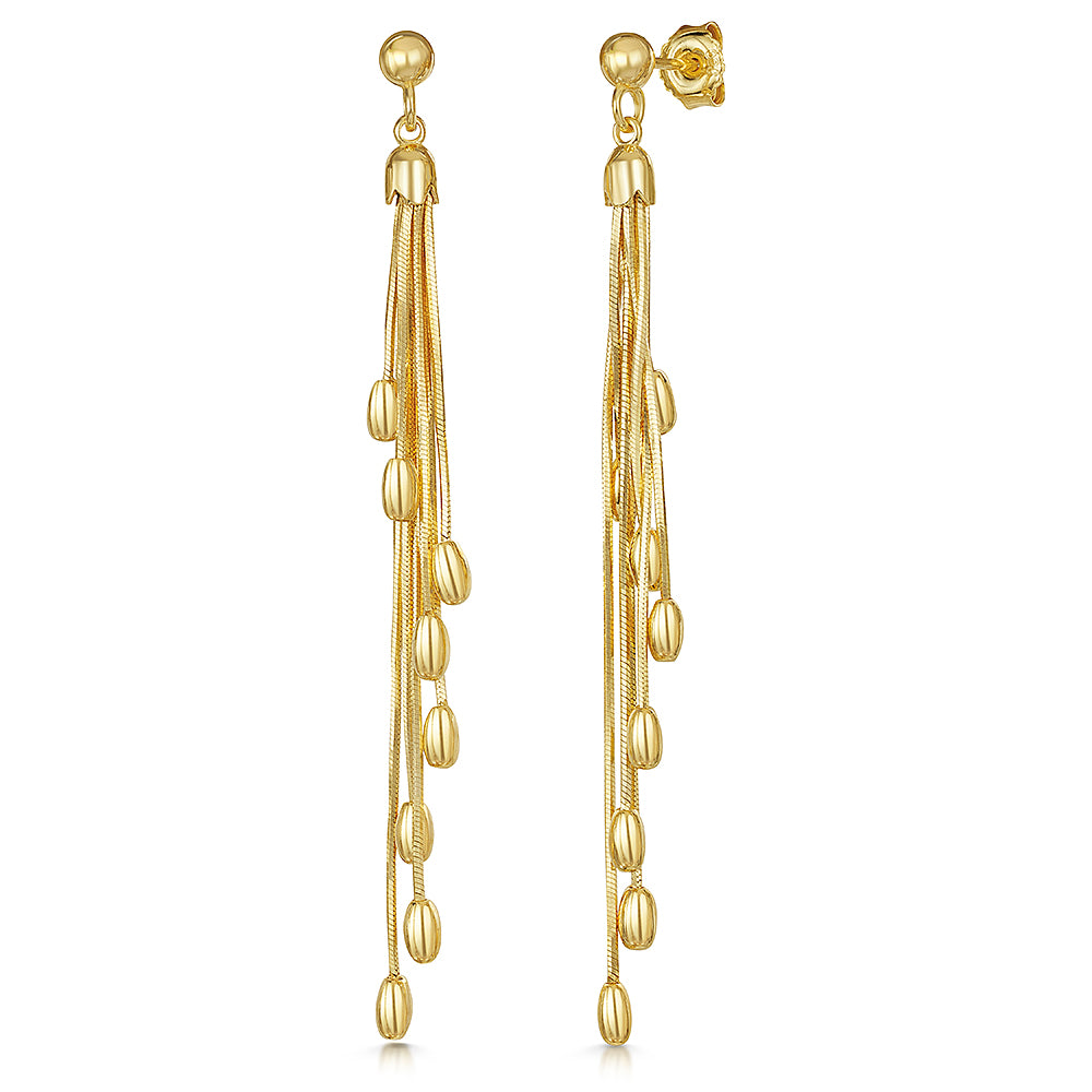 Yellow Gold Tassel Drop Earrings -JOOLS by Jenny Brown