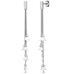 Load image into Gallery viewer, Yellow Gold  Or Silver Long Graduated 4 Star Drop Earrings

