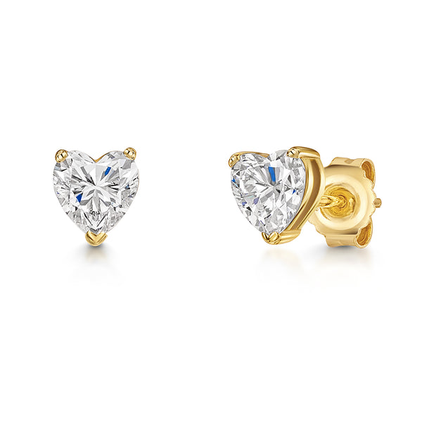 Yellow Gold Heart Solitaire Stud Earring-JOOLS by Jenny Brown