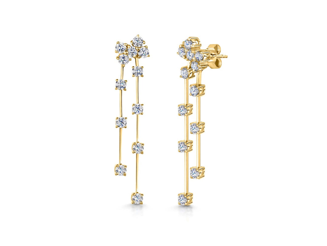 Yellow Gold Cubic Zirconia Scatter Earrings