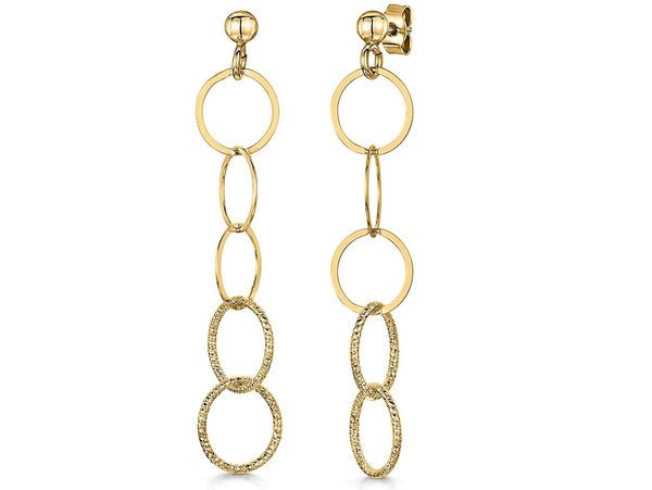 Yellow Gold Multi Hoop  Dangly Drop Earrings-JOOLS by Jenny Brown