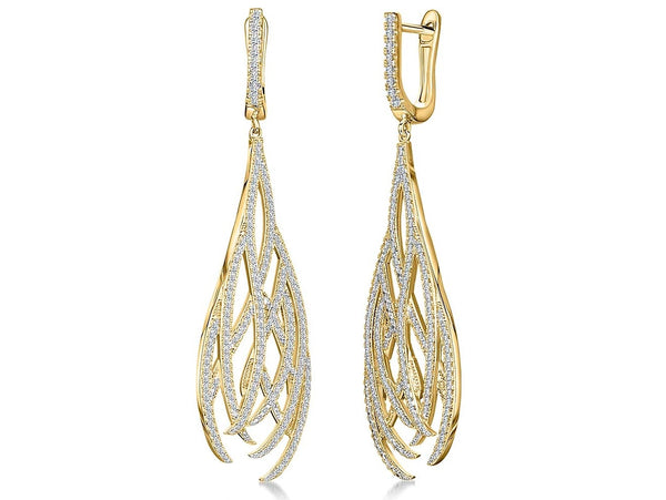 Yellow Gold Filigree Dangle Drop Earrings